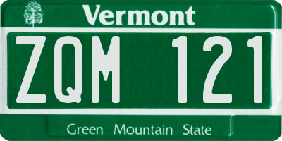 VT license plate ZQM121