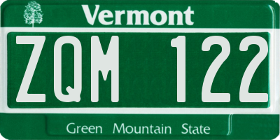 VT license plate ZQM122