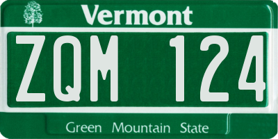 VT license plate ZQM124