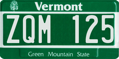 VT license plate ZQM125