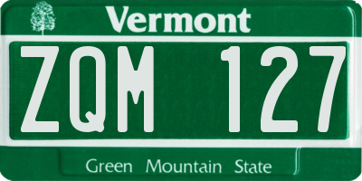 VT license plate ZQM127