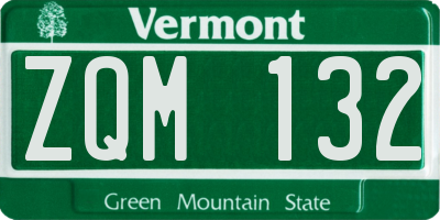 VT license plate ZQM132