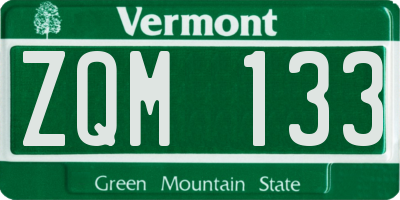 VT license plate ZQM133