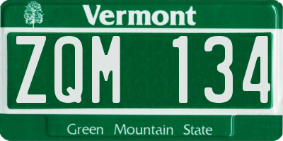 VT license plate ZQM134