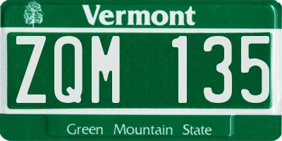 VT license plate ZQM135