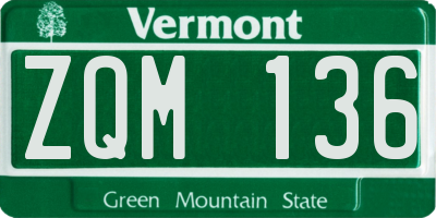 VT license plate ZQM136