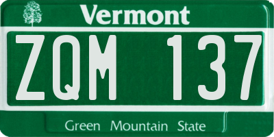 VT license plate ZQM137