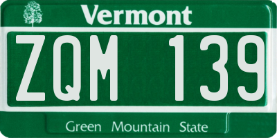 VT license plate ZQM139