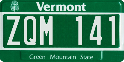 VT license plate ZQM141