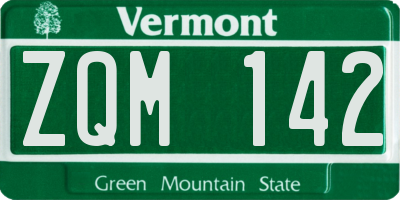 VT license plate ZQM142