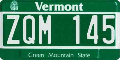 VT license plate ZQM145