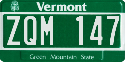 VT license plate ZQM147
