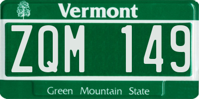 VT license plate ZQM149