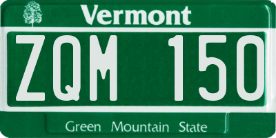 VT license plate ZQM150