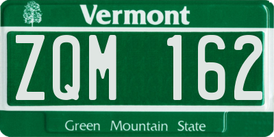 VT license plate ZQM162