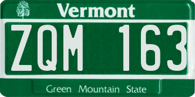 VT license plate ZQM163