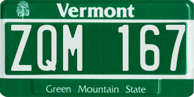 VT license plate ZQM167