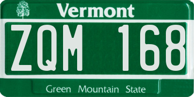 VT license plate ZQM168