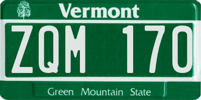 VT license plate ZQM170