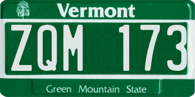 VT license plate ZQM173