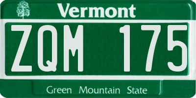 VT license plate ZQM175