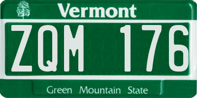 VT license plate ZQM176