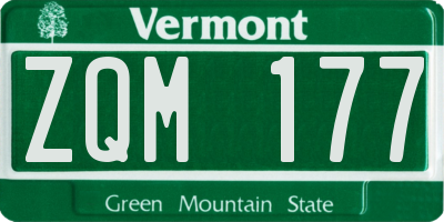 VT license plate ZQM177