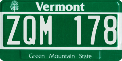 VT license plate ZQM178