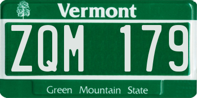 VT license plate ZQM179