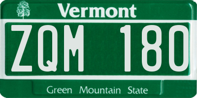 VT license plate ZQM180