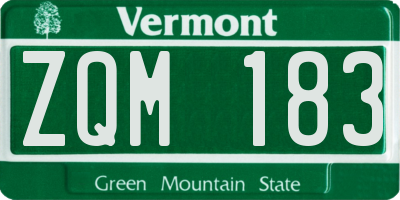 VT license plate ZQM183