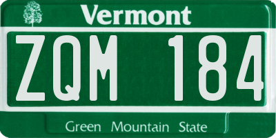 VT license plate ZQM184