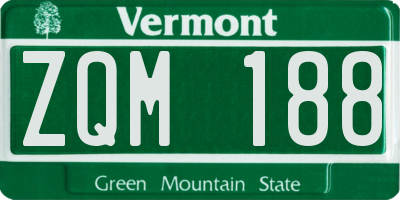 VT license plate ZQM188