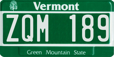 VT license plate ZQM189