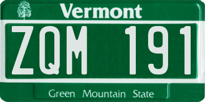 VT license plate ZQM191
