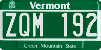 VT license plate ZQM192