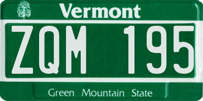 VT license plate ZQM195