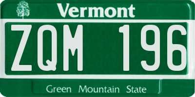VT license plate ZQM196