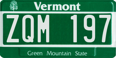 VT license plate ZQM197