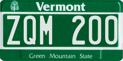 VT license plate ZQM200