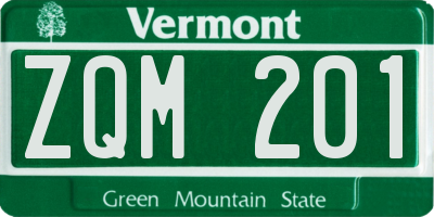 VT license plate ZQM201