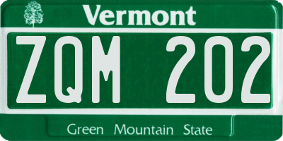 VT license plate ZQM202