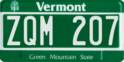 VT license plate ZQM207