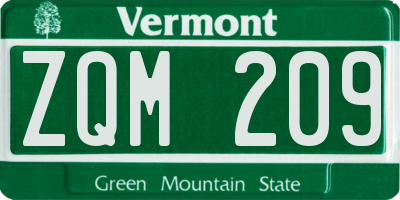 VT license plate ZQM209