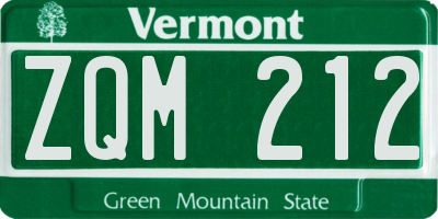 VT license plate ZQM212
