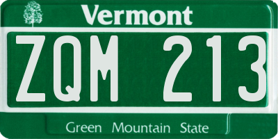VT license plate ZQM213