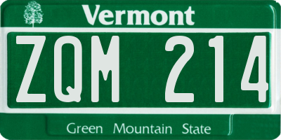 VT license plate ZQM214