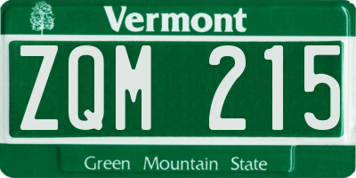 VT license plate ZQM215