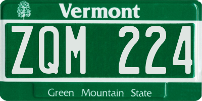 VT license plate ZQM224