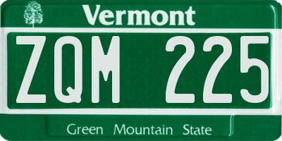 VT license plate ZQM225